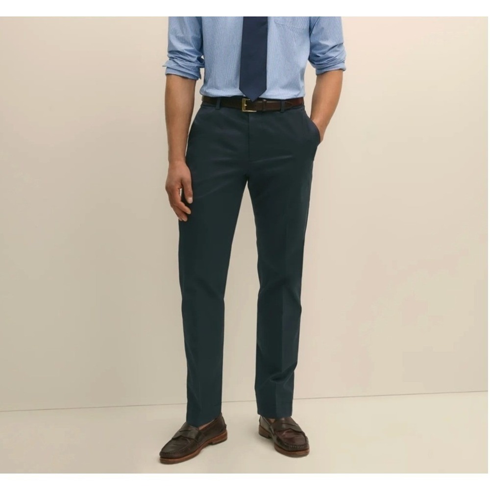 NWT Brooks Brothers Advantage Chino Mens 42x34 Navy Soho Fit Wrinkle Resistant
